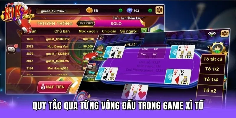 Quy tắc qua từng vòng đấu trong game Xì Tố